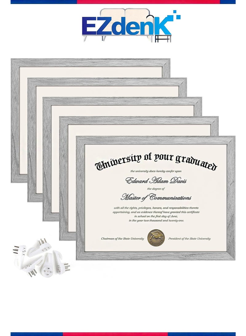 EZdenK 21.7x 28 cm Document Frame， Set of 5 Document Certificate Frames， Picture Frames for Wall and Tabletop，Grey - Image 1